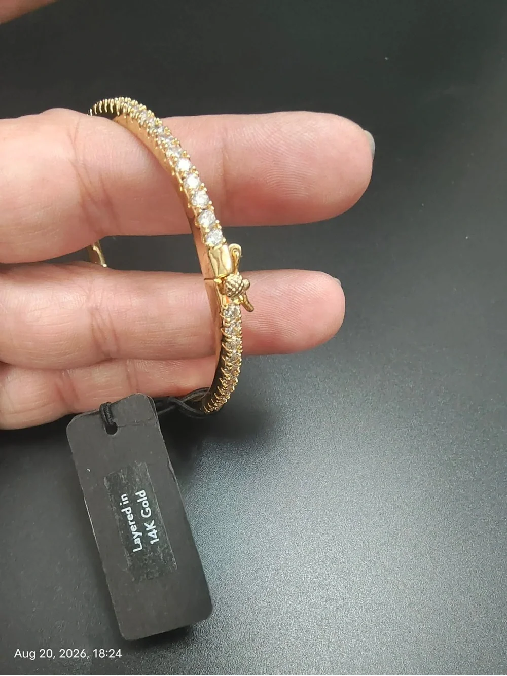 NWT Nordstrom Delicate Cubic Zirconia Bangle Layered in 14k Gold MRSP $55